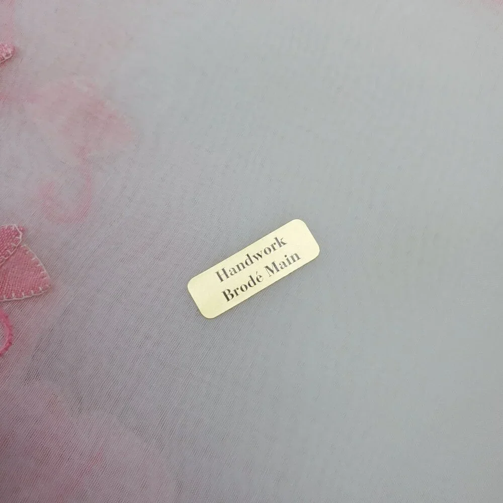 VTG 4 Hand Applique Embroidered Organdy Linen Placemats Pink White By Brode Main